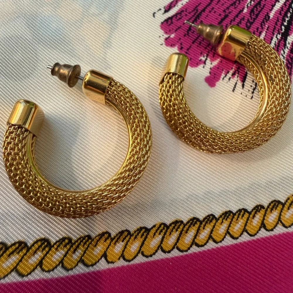 Vintage Gold Mesh Hoops